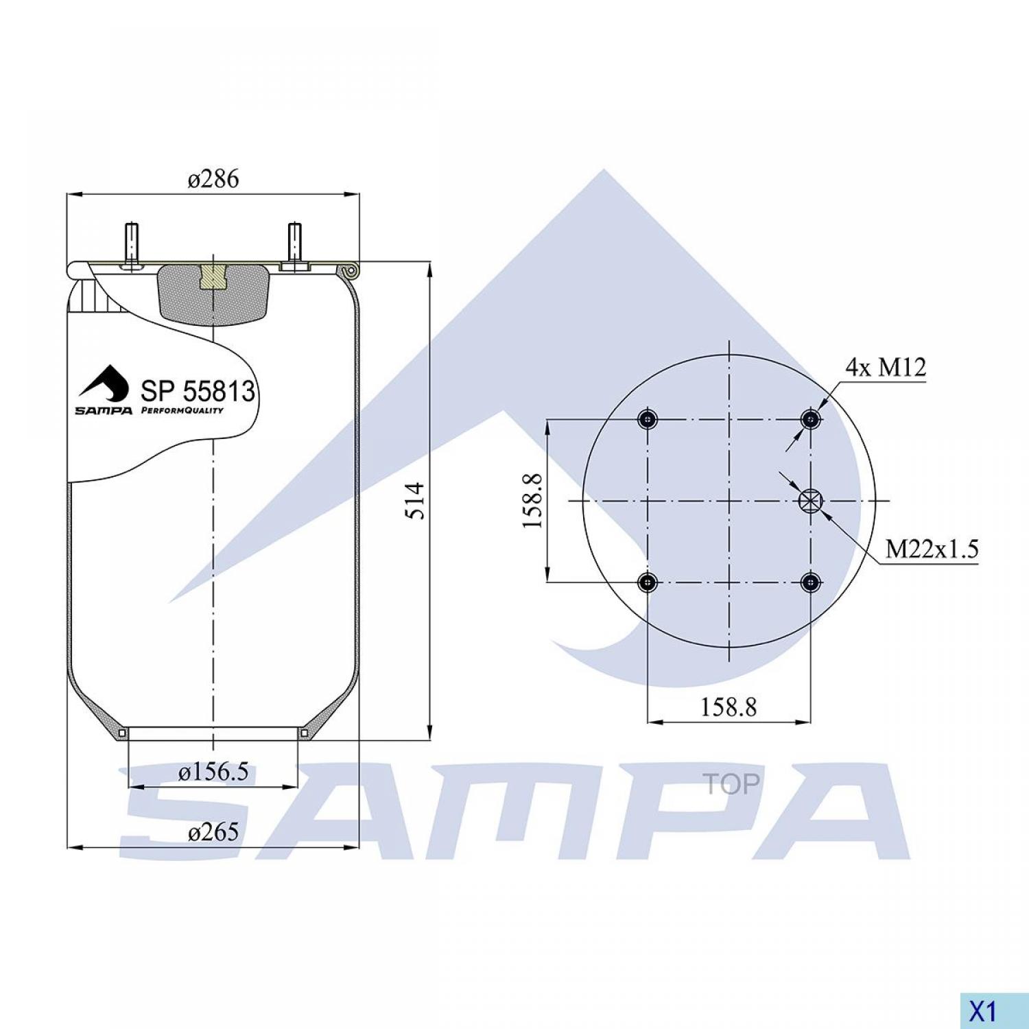 SP 55813  SAMPA; DORSE 4 CİVATALI AÇIK KÖRÜK